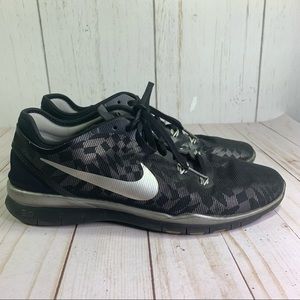 Nike Free 5.0 TR Fit 5 Women Size US 9.5 Running Shoes Black/Metallic Silver